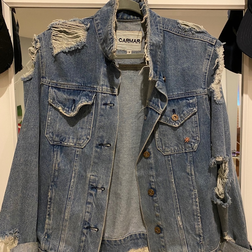 Distressed denim jacket